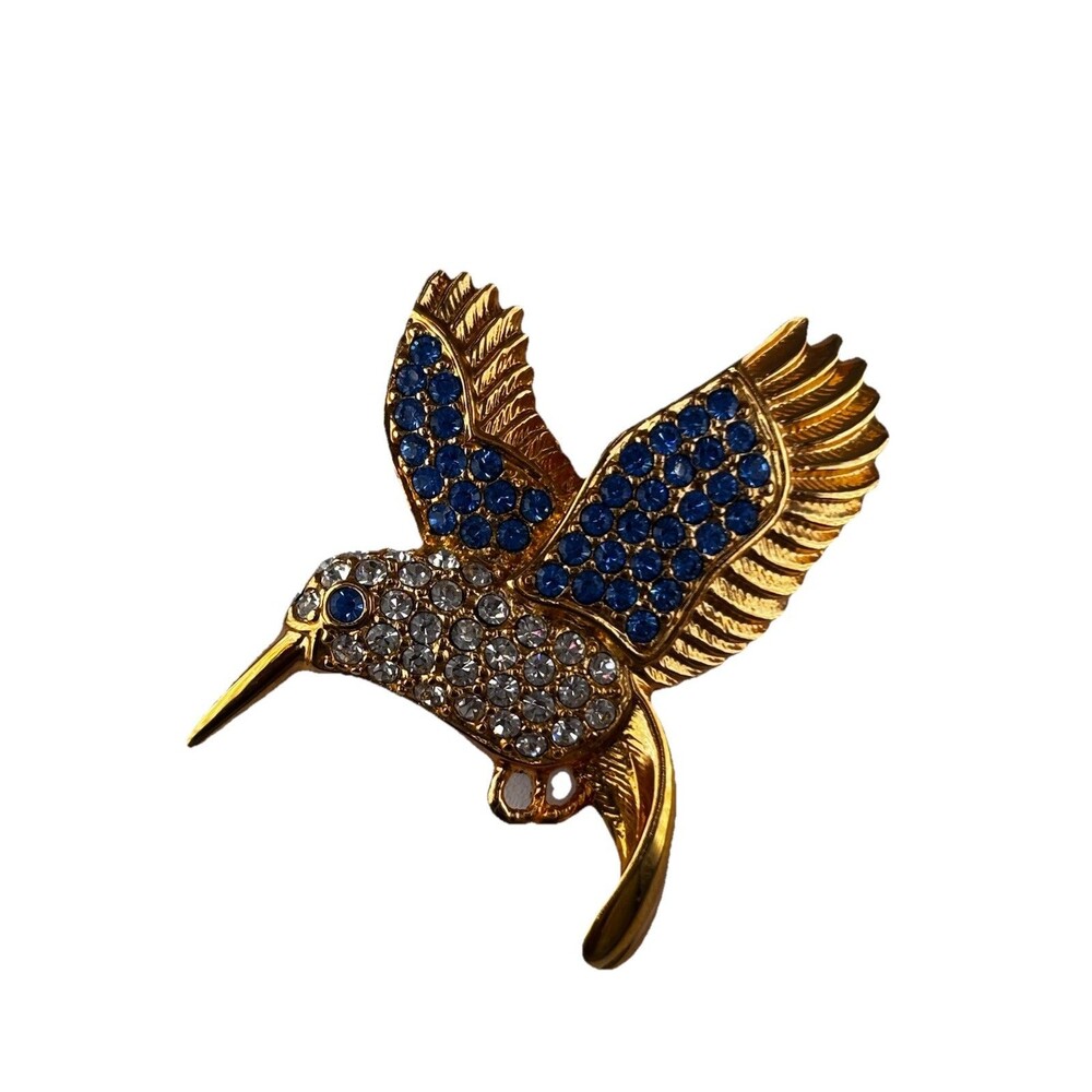 Vintage 1999 Plainville Stock Co PSCO Rhinestone Hummingbird Pin Brooch